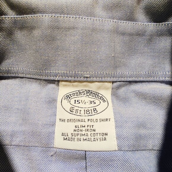 Brooks Brothers 1818 Slim Fit Long Sleeve Dress Shirt 15 1/2-35 - Picture 3 of 9